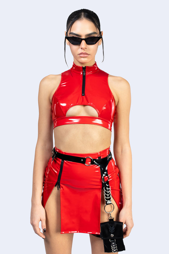 Pull Over Vinyl Cutout Top