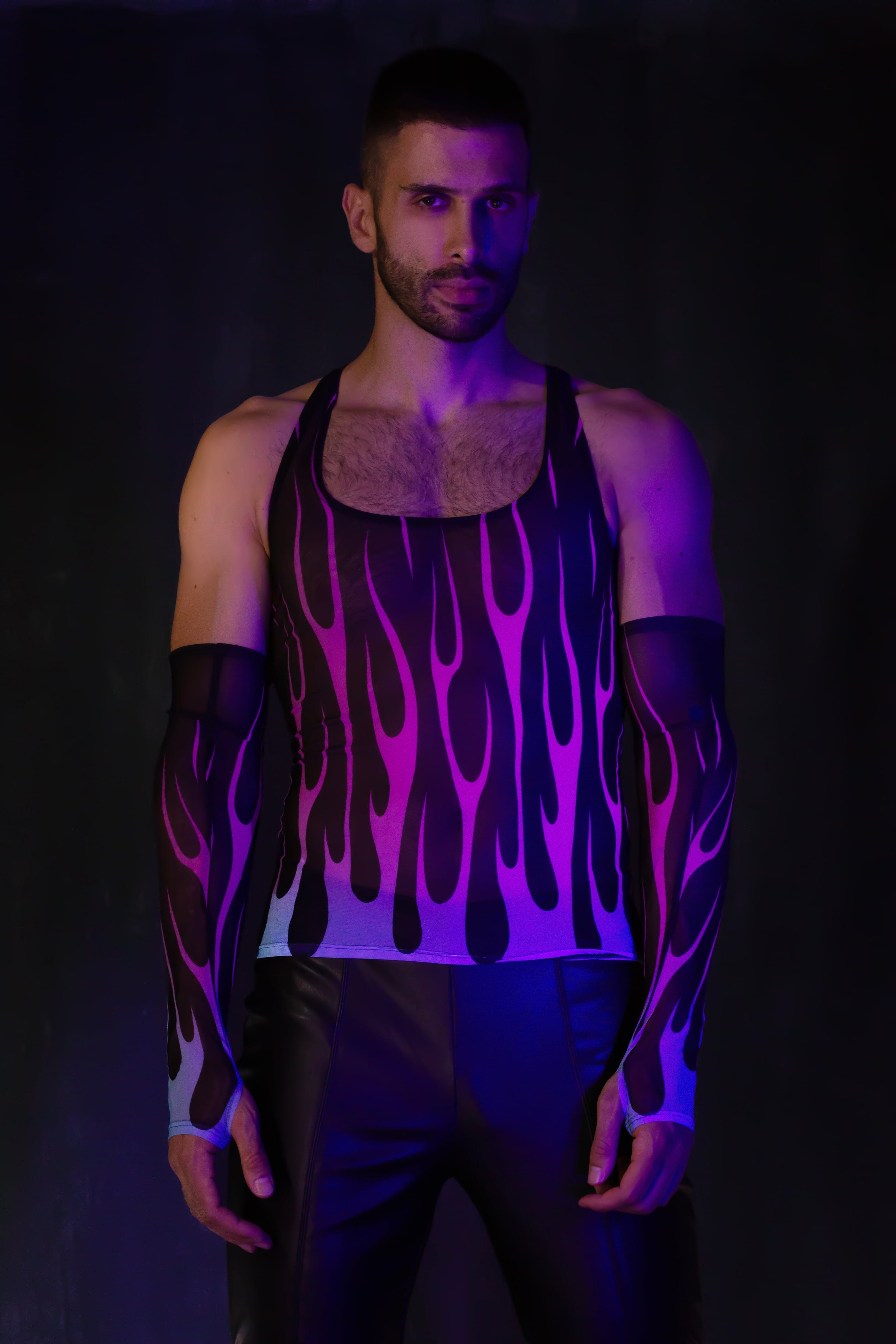 Firestarter Purple Male Mesh Tank Top - BADINKA