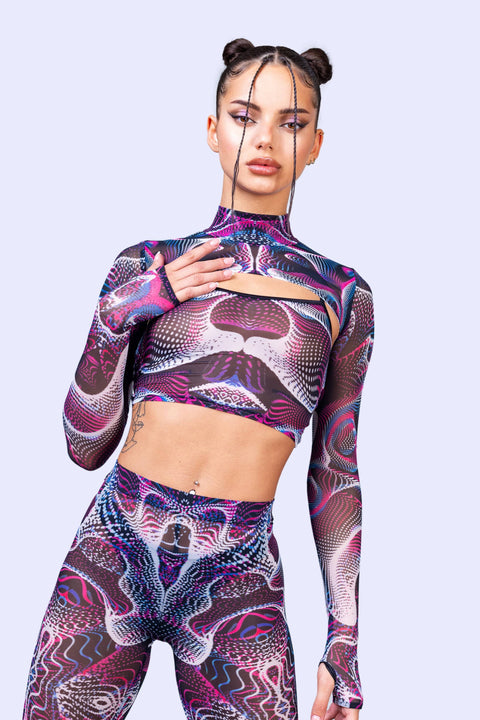 Vapor Trance Magenta Mesh 2 Piece Shrug Set
