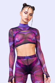 Fluctuation Mesh 2 Piece Shrug Top - BADINKA