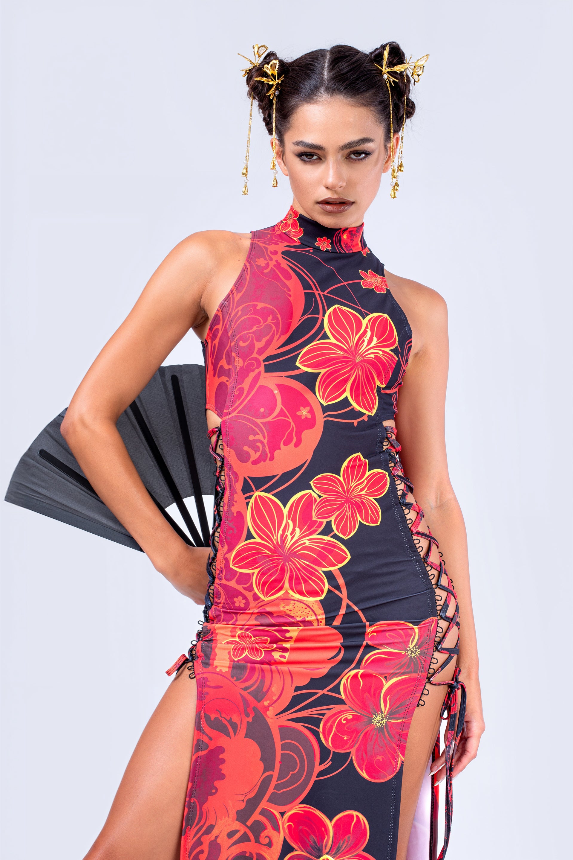 BADINKA Silk Ritual Criss-Cross Slit Dress