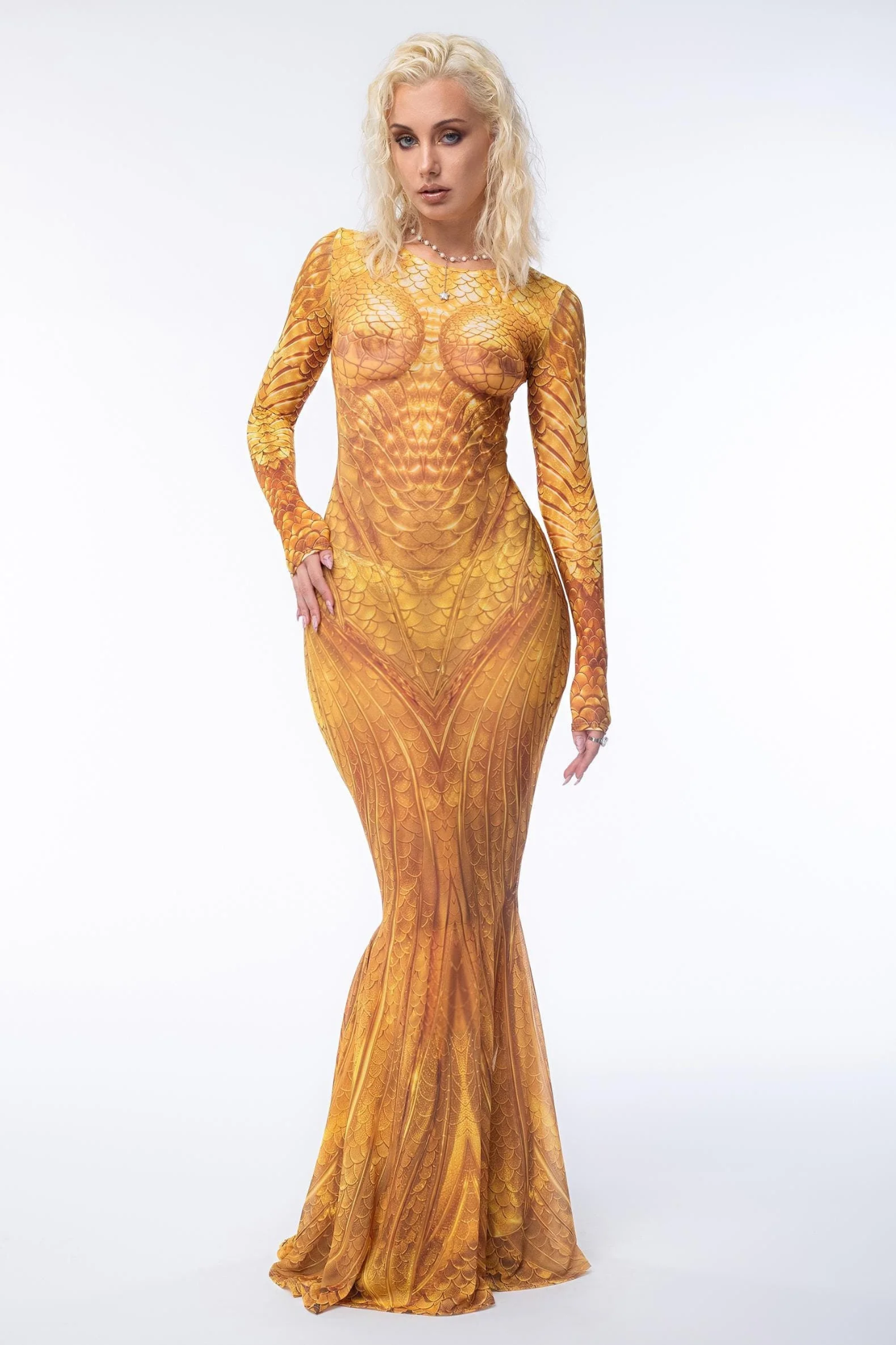 gold dress for a Halloween mermaid look