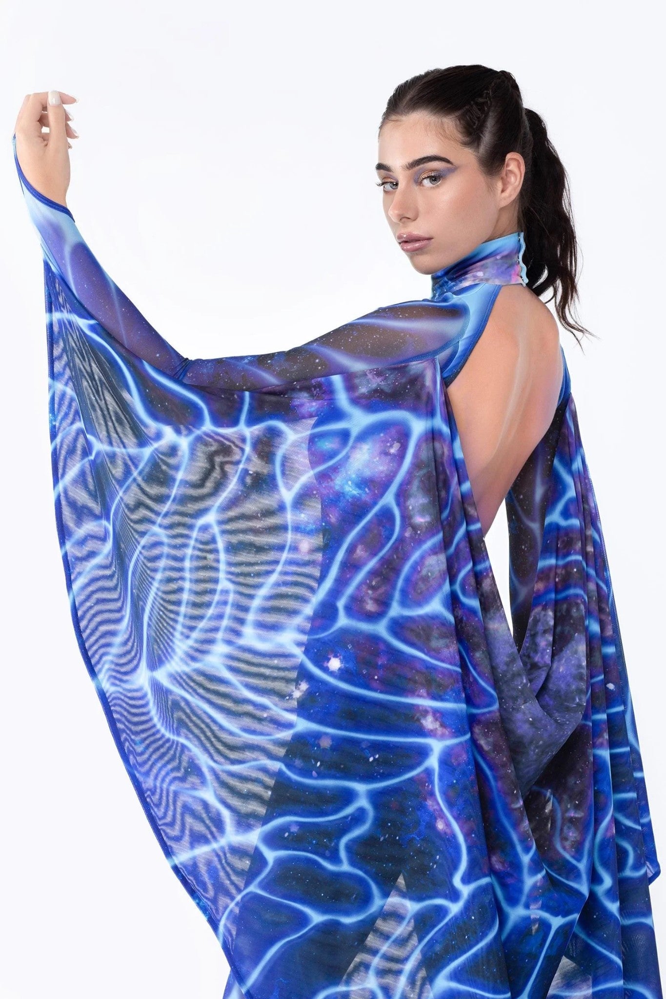 winged keyhole catsuit for a galaxy-inspired Halloween look