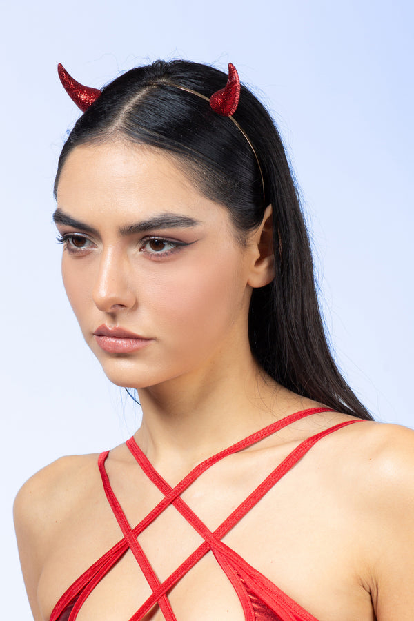 Hellish Red Glitter Horns