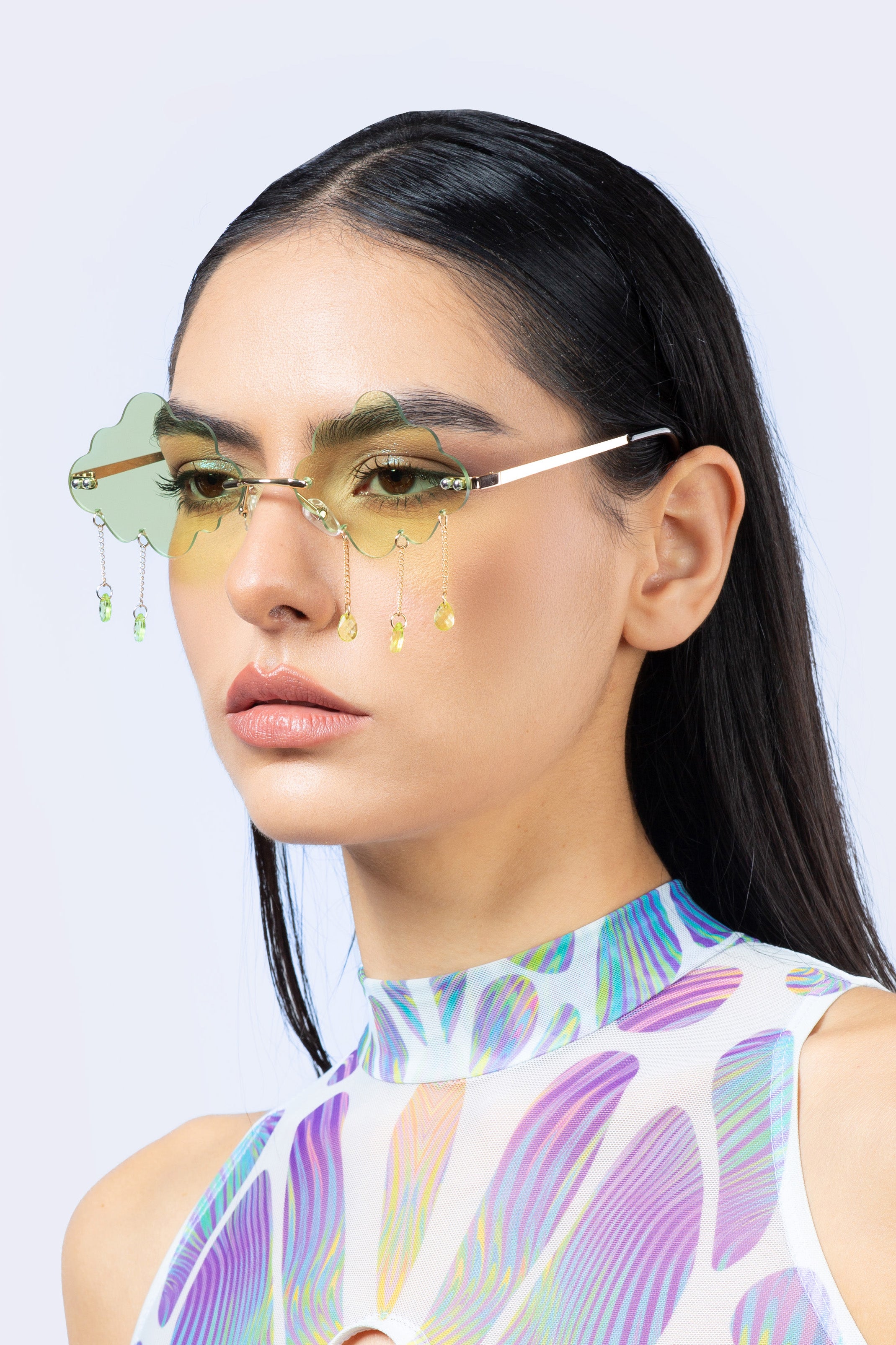 BADINKA Cloudy Day Green Glasses Purple