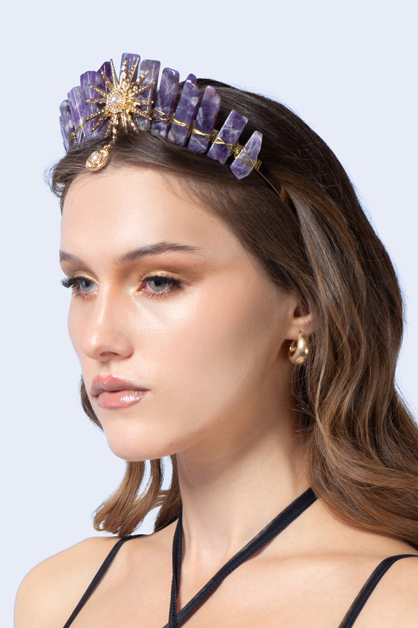 Regal Amethyst Natural Stone Crown