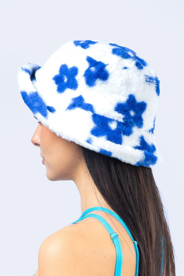 Baby Bloom Blue Furry Bucket Hat