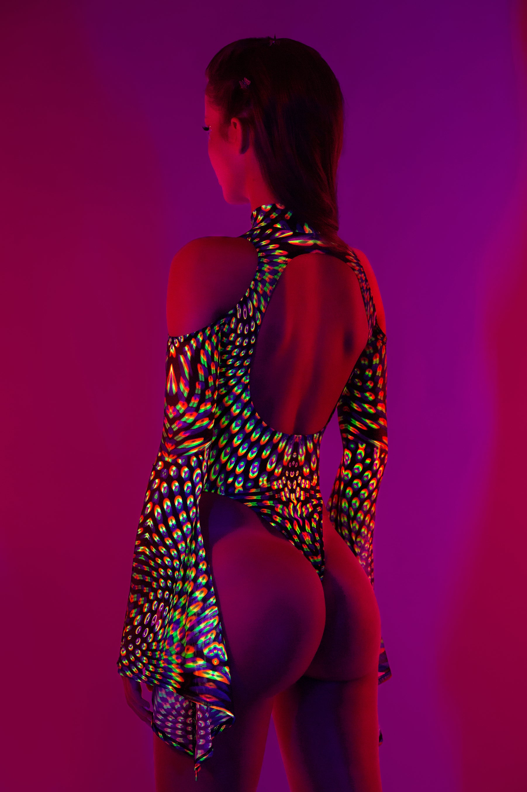 Neon Pulsar Flared Sleeve Bodysuit