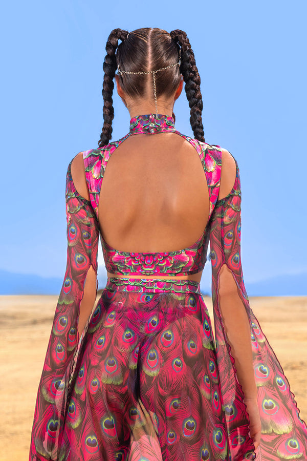 Mystic Peacock Magenta Maxi Sleeve Top