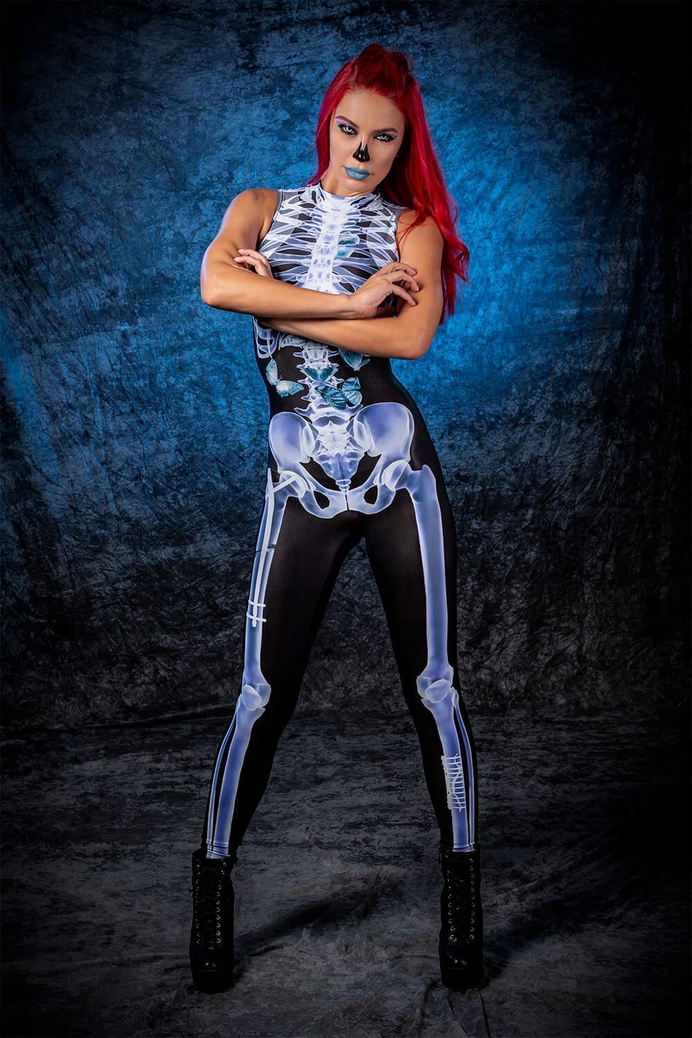 X-Ray Skeleton Sleeveless Costume Bodysuit >> BADINKA