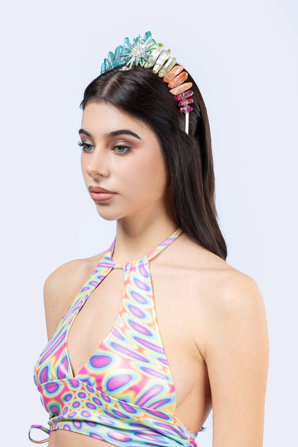 Regal Rainbow Natural Stone Crown
