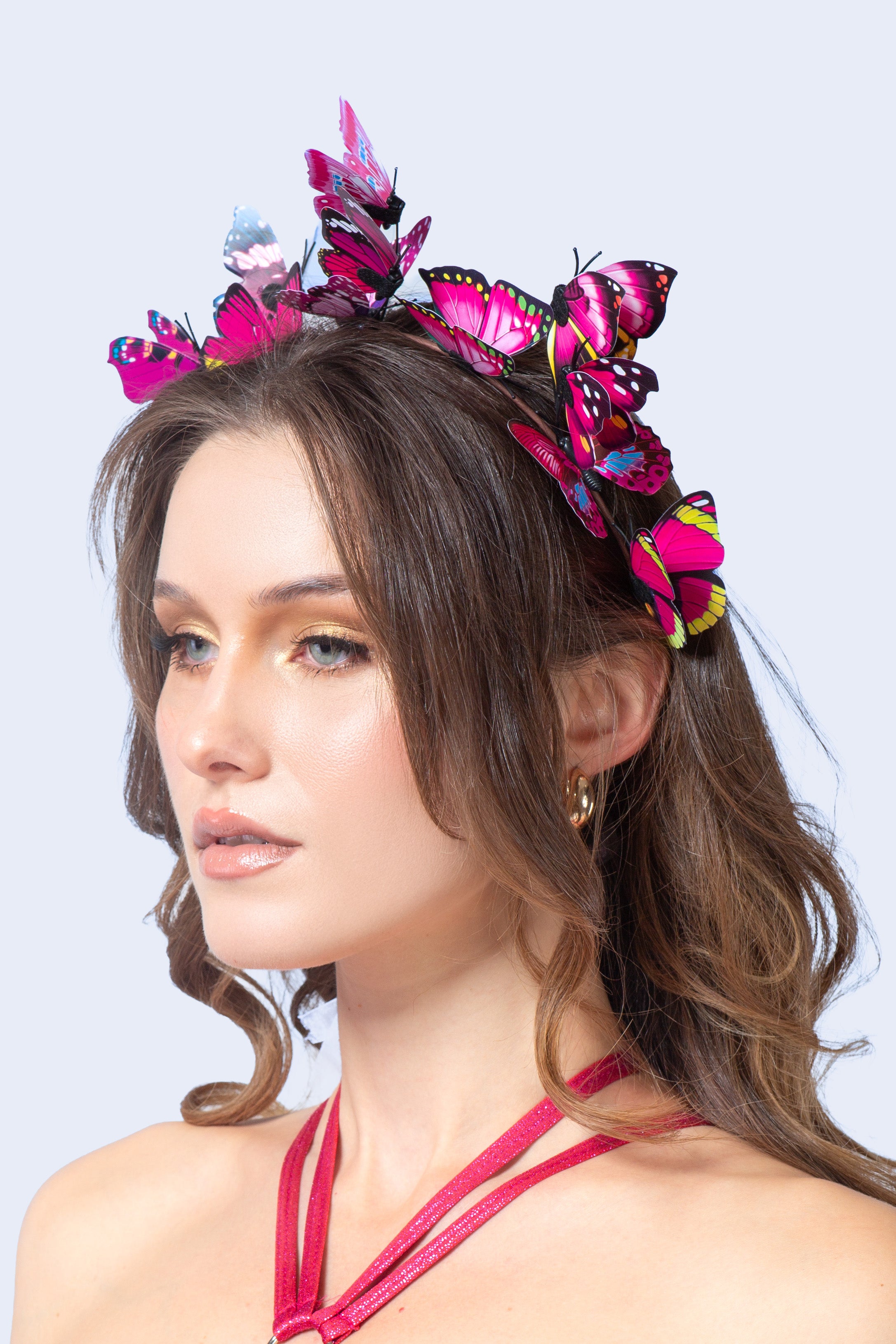 BADINKA Flutter Tease Magenta Butterfly Hairband Pink