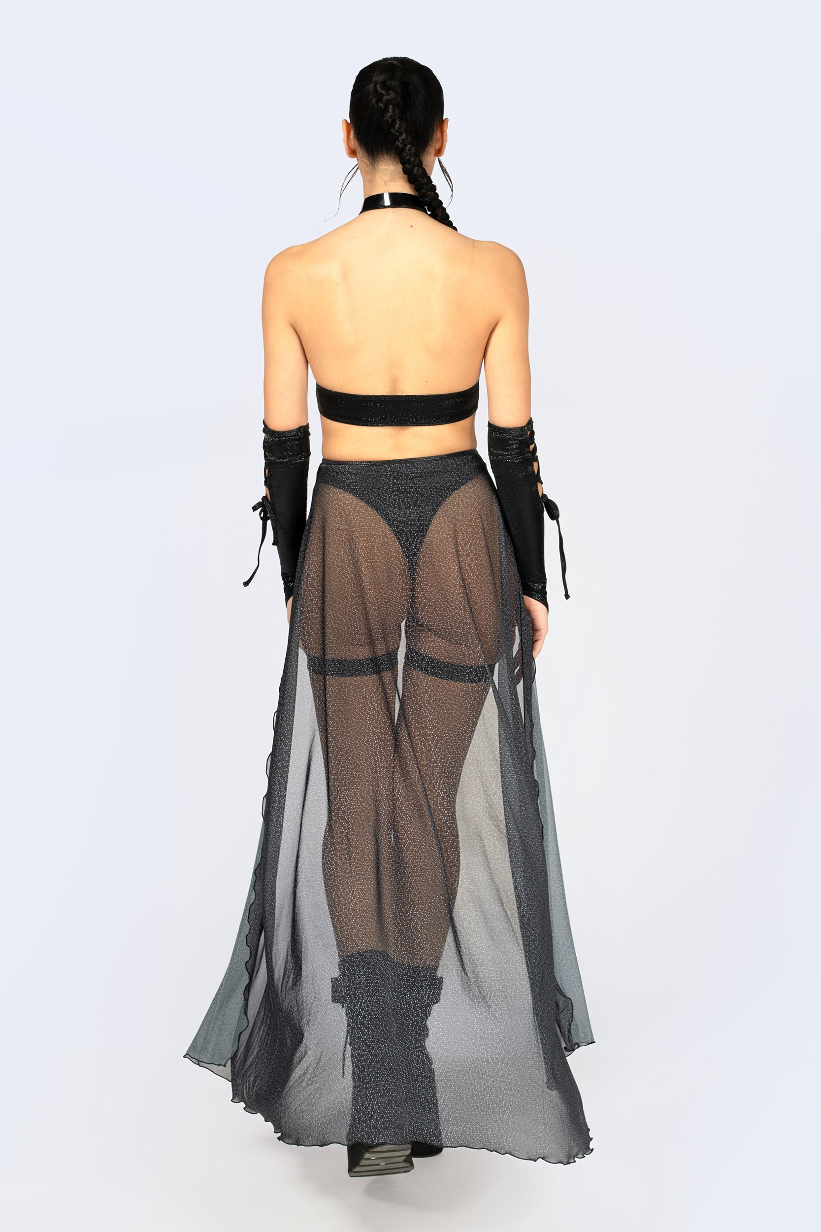 BADINKA Bite Back Lace Up Top and Shorts With Train Set Black