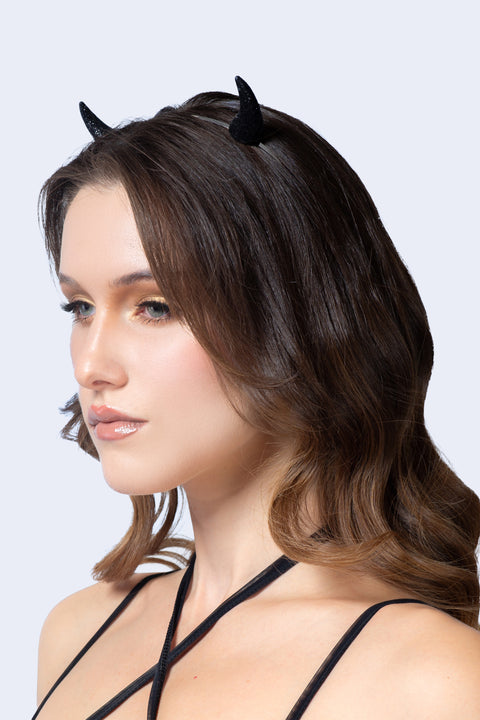 Hellish Black Glitter Horns