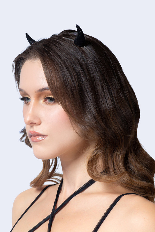 Hellish Black Glitter Horns