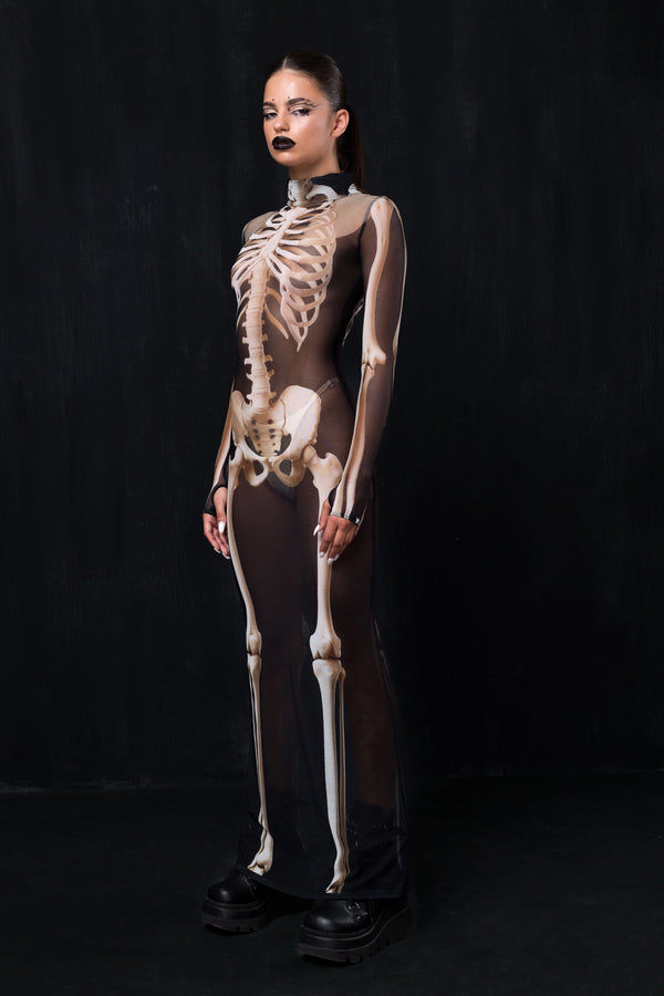 Burial Maxi Kleid mit hohem Kragen
