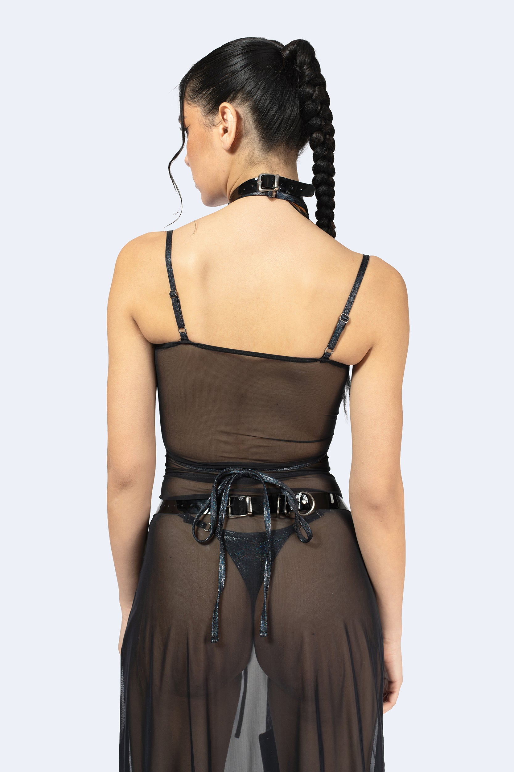 BADINKA Dreamstate Lace Up Slit Dress Black
