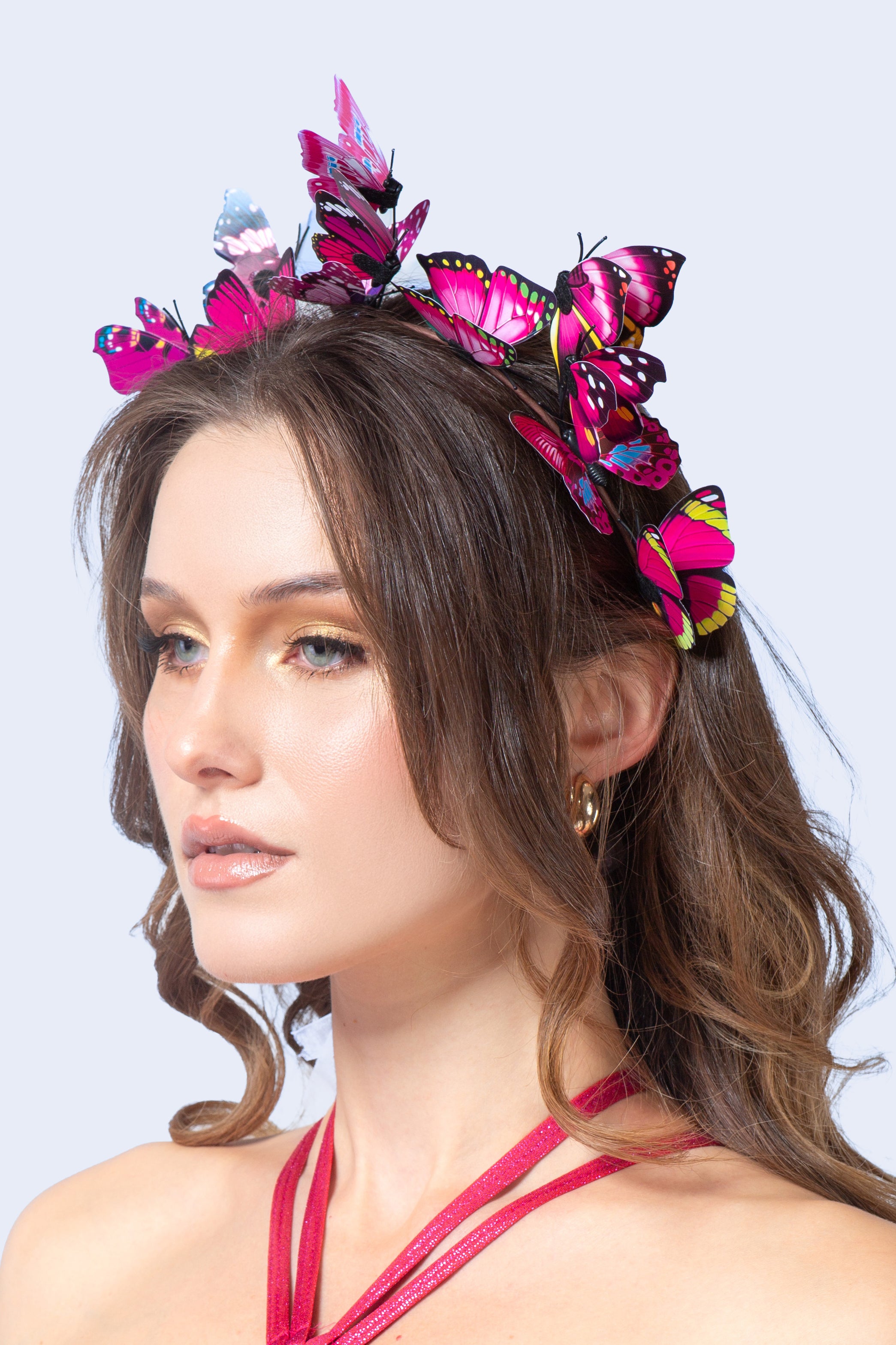 BADINKA Flutter Tease Magenta Butterfly Hairband Pink