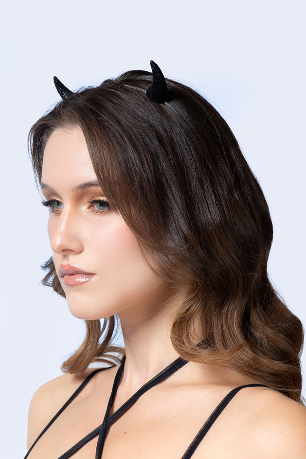 Hellish Black Glitter Horns