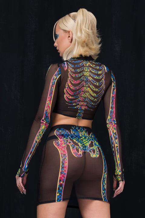 holoGlitch Mesh Sleeved Top