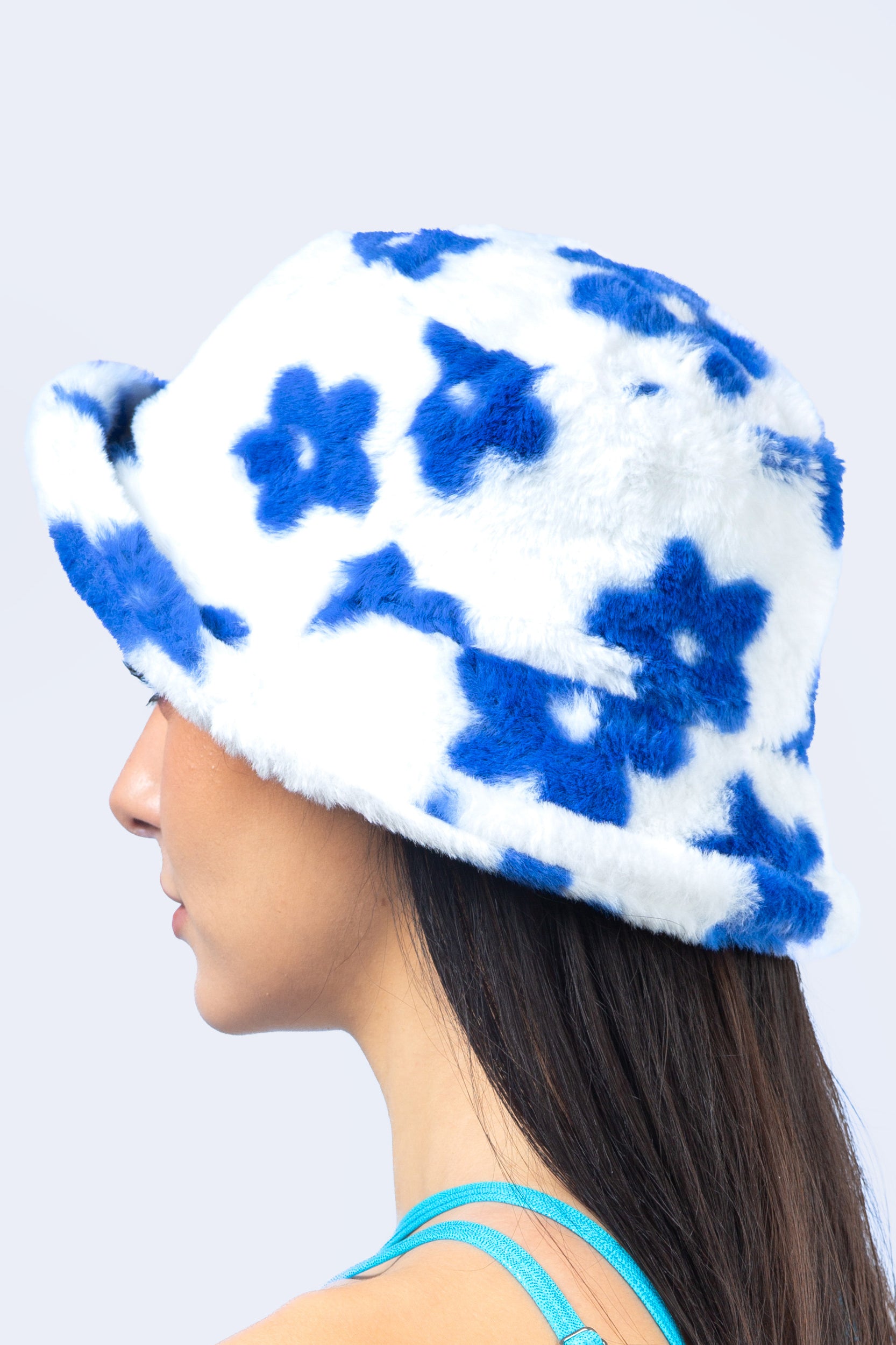 BADINKA Baby Bloom Blue Furry Bucket Hat Blue