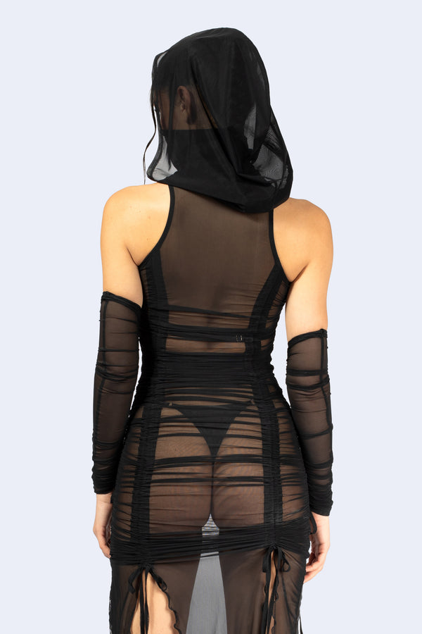 Message Received Ruched Dress and Hood