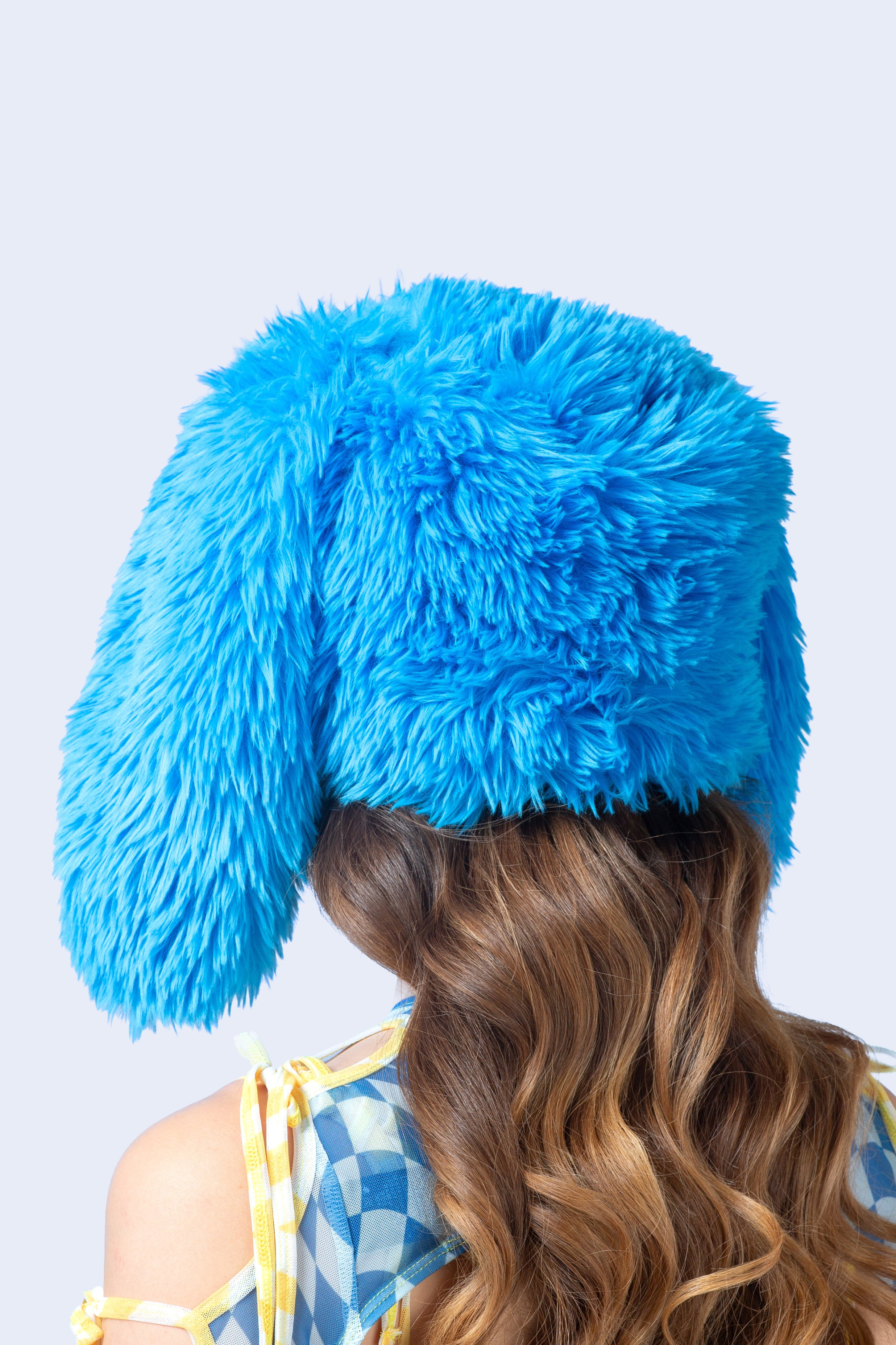 BADINKA Blue Bunny Season Faux Fur Hat Blue
