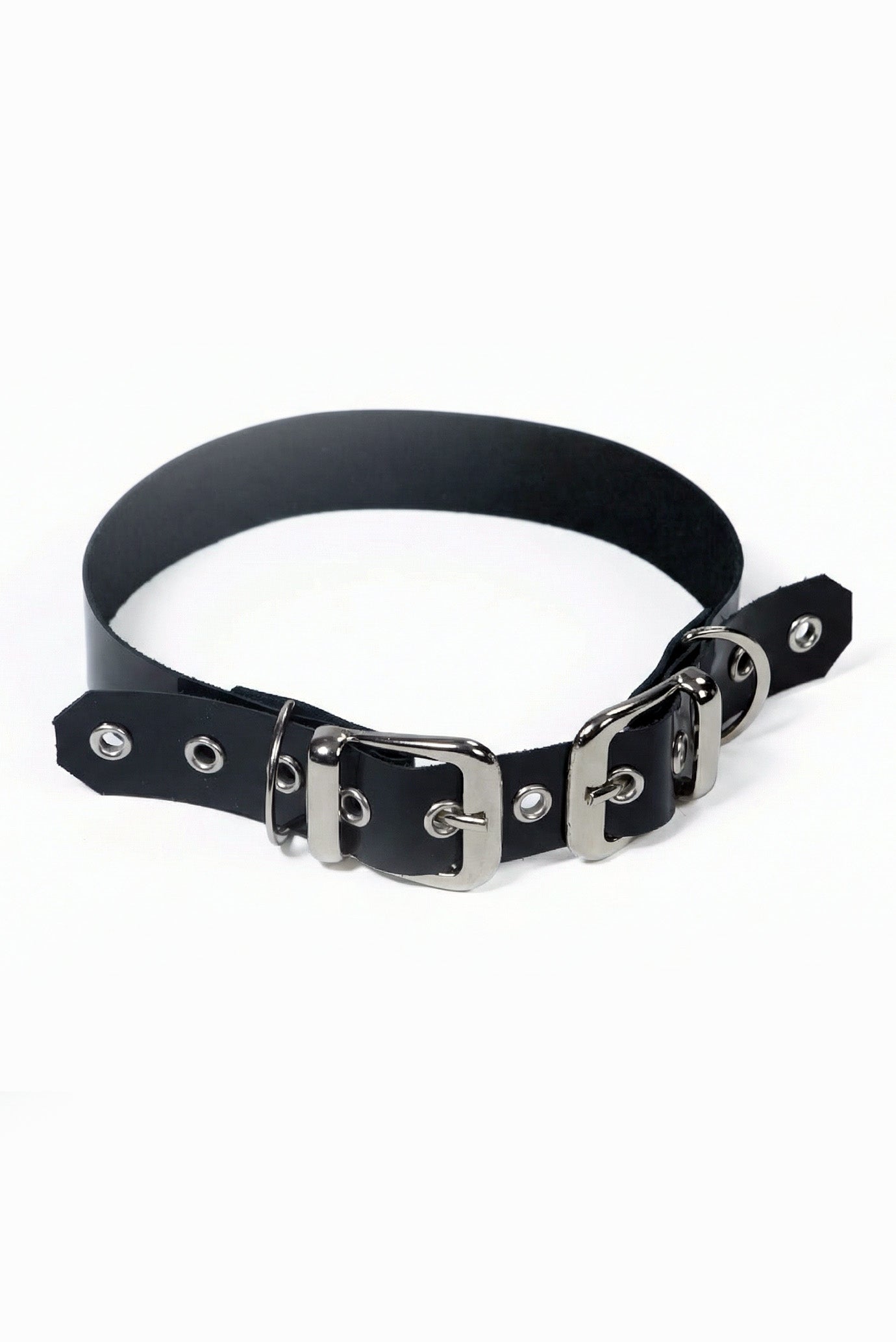 BADINKA Dominatrix Double Buckle Choker Halloween, rave