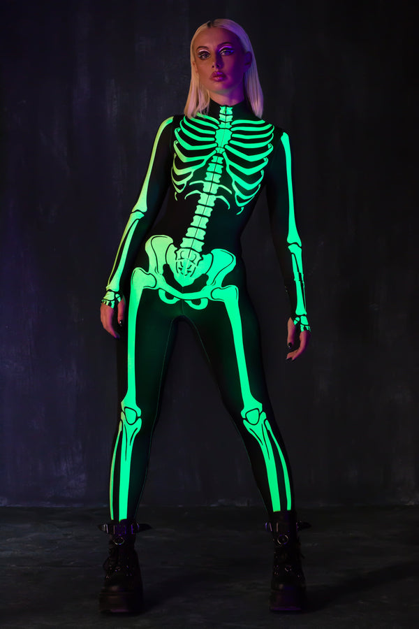 Säure Neon Skelett Kostüm
