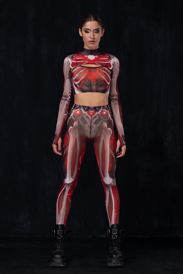 Crimson Skeleton 2 Piece Shrug Top