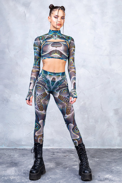 Vapor Trance Mesh 2 Piece Shrug Set