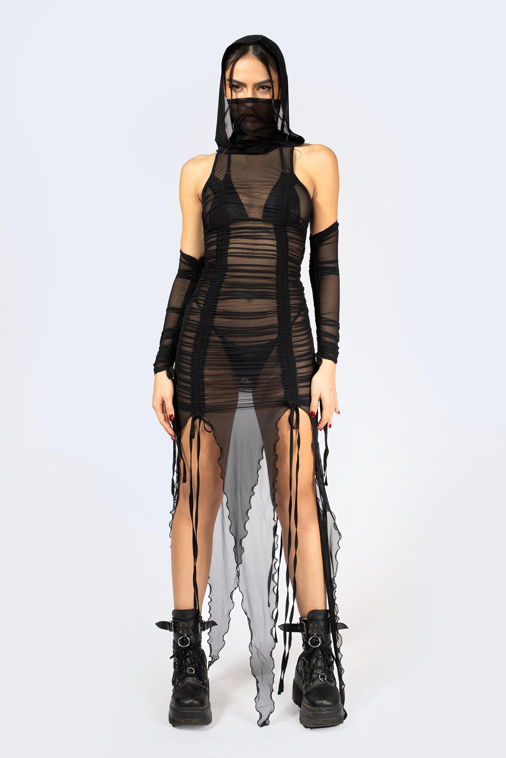 BADINKA Message Received Ruched Dress and Hood Rave