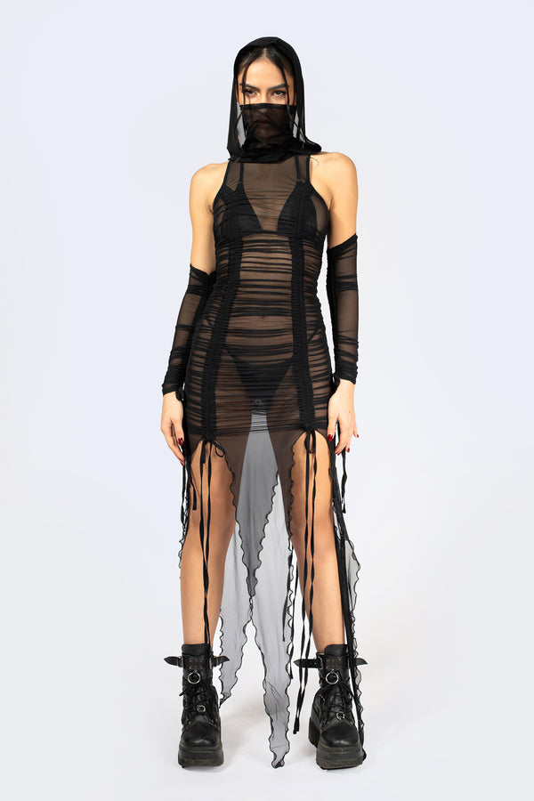 Message Received Ruched Dress and Hood