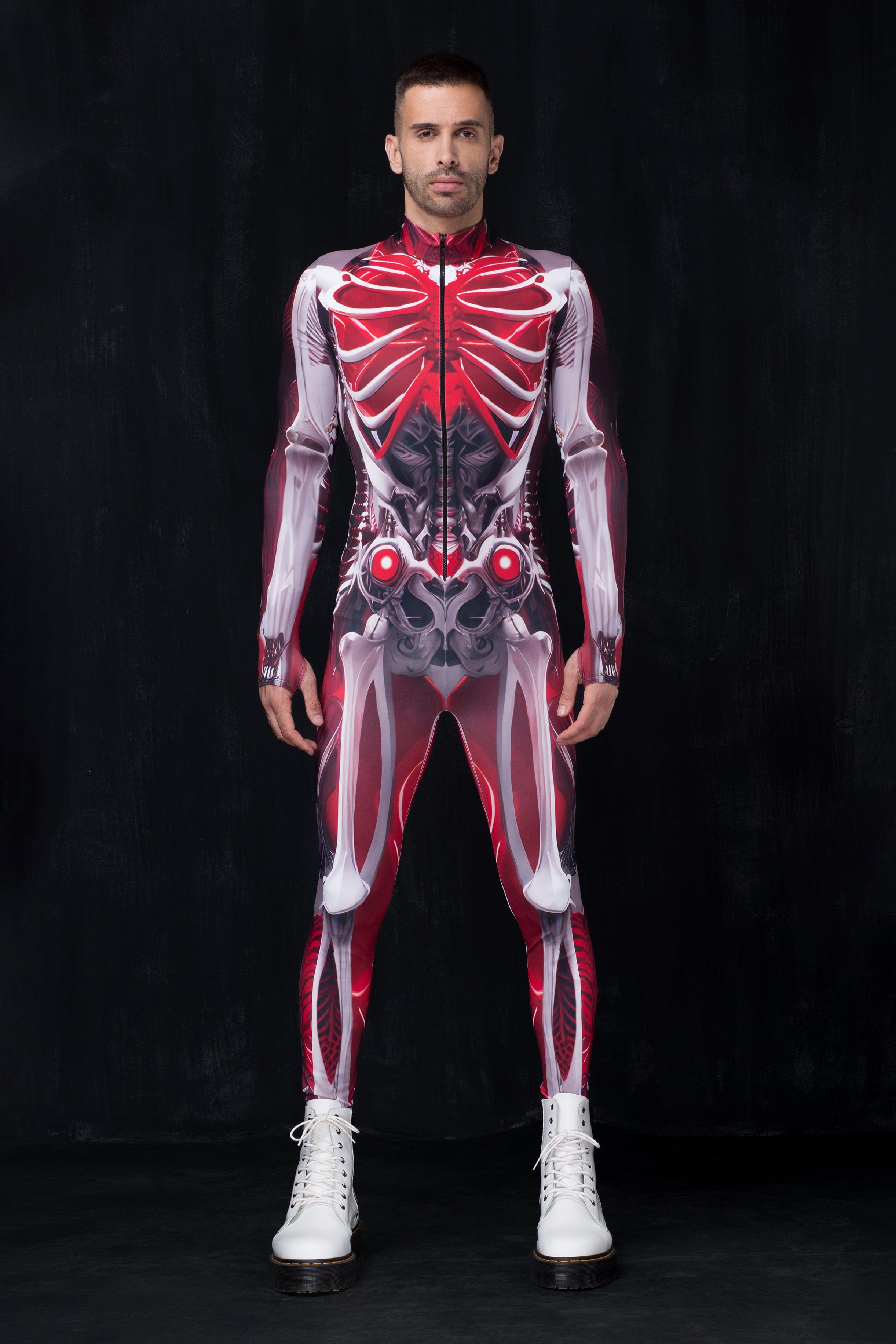 BADINKA Crimson Skeleton Male Costume Cosplay, halloween