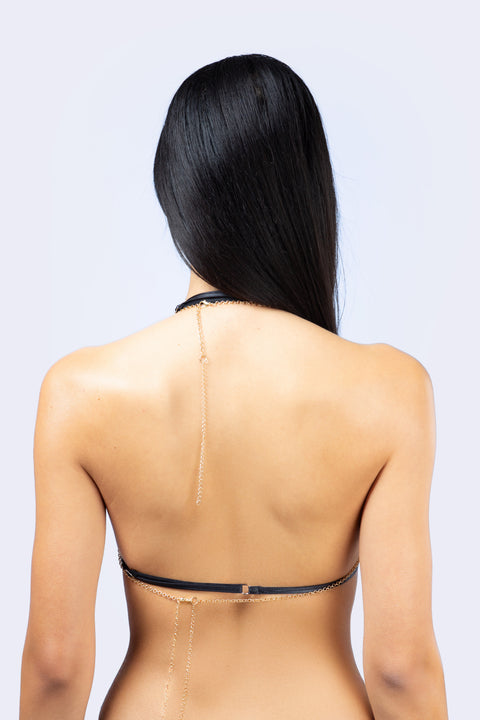 Black Scale Sequin Bra Top