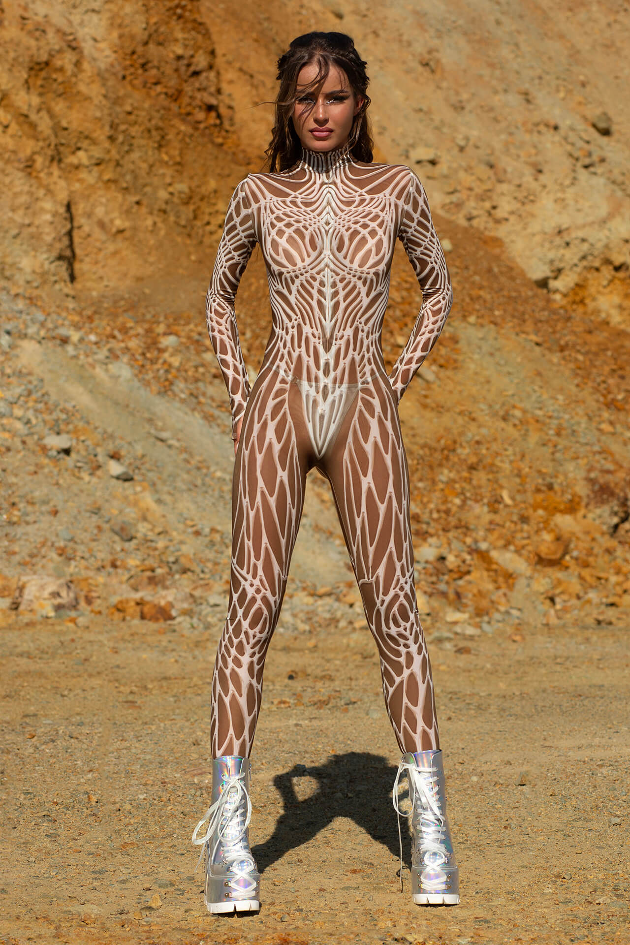 BADINKA Dark Bone Mesh Costume Rave