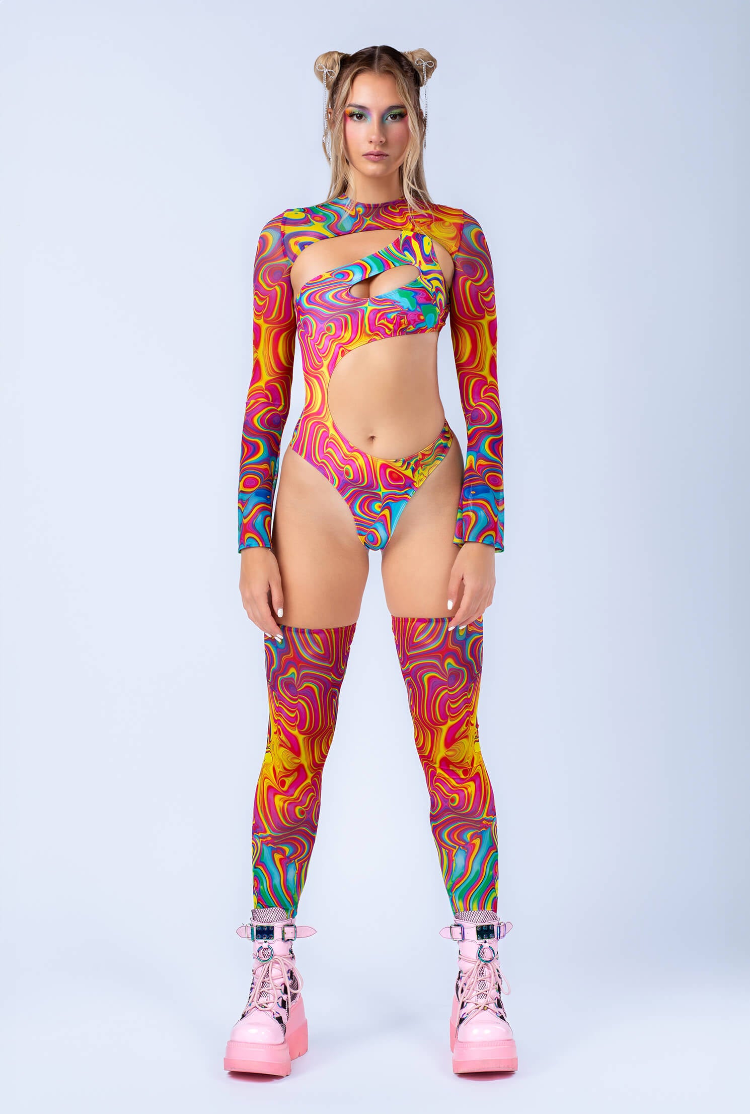 Lovestoned Asymmetrical Bodysuit & Shrug Set