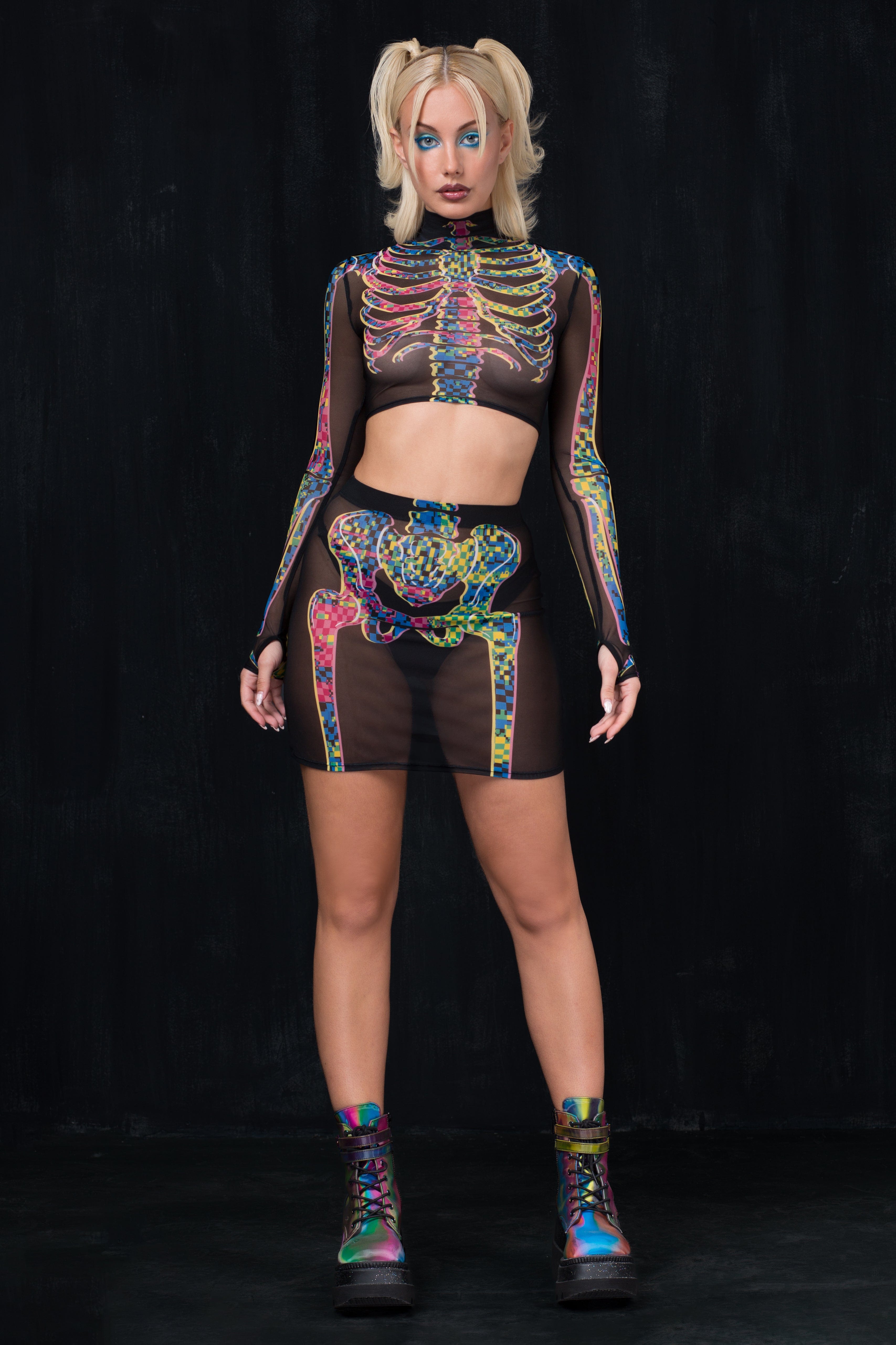 holoGlitch Mesh Sleeved Top - BADINKA