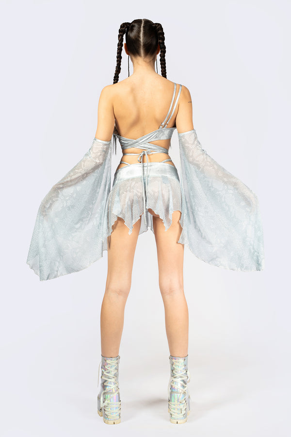 Hard To Get Lace Up Asymmetric Skirt Set