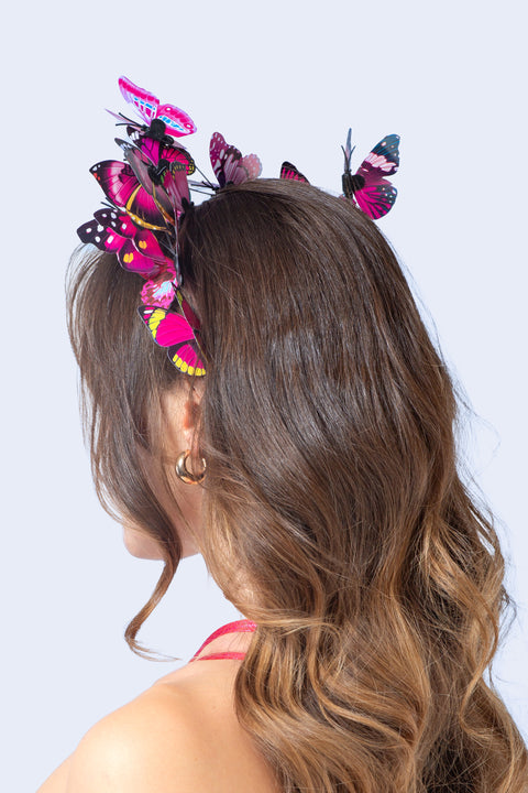 Flutter Tease Magenta Butterfly Hairband