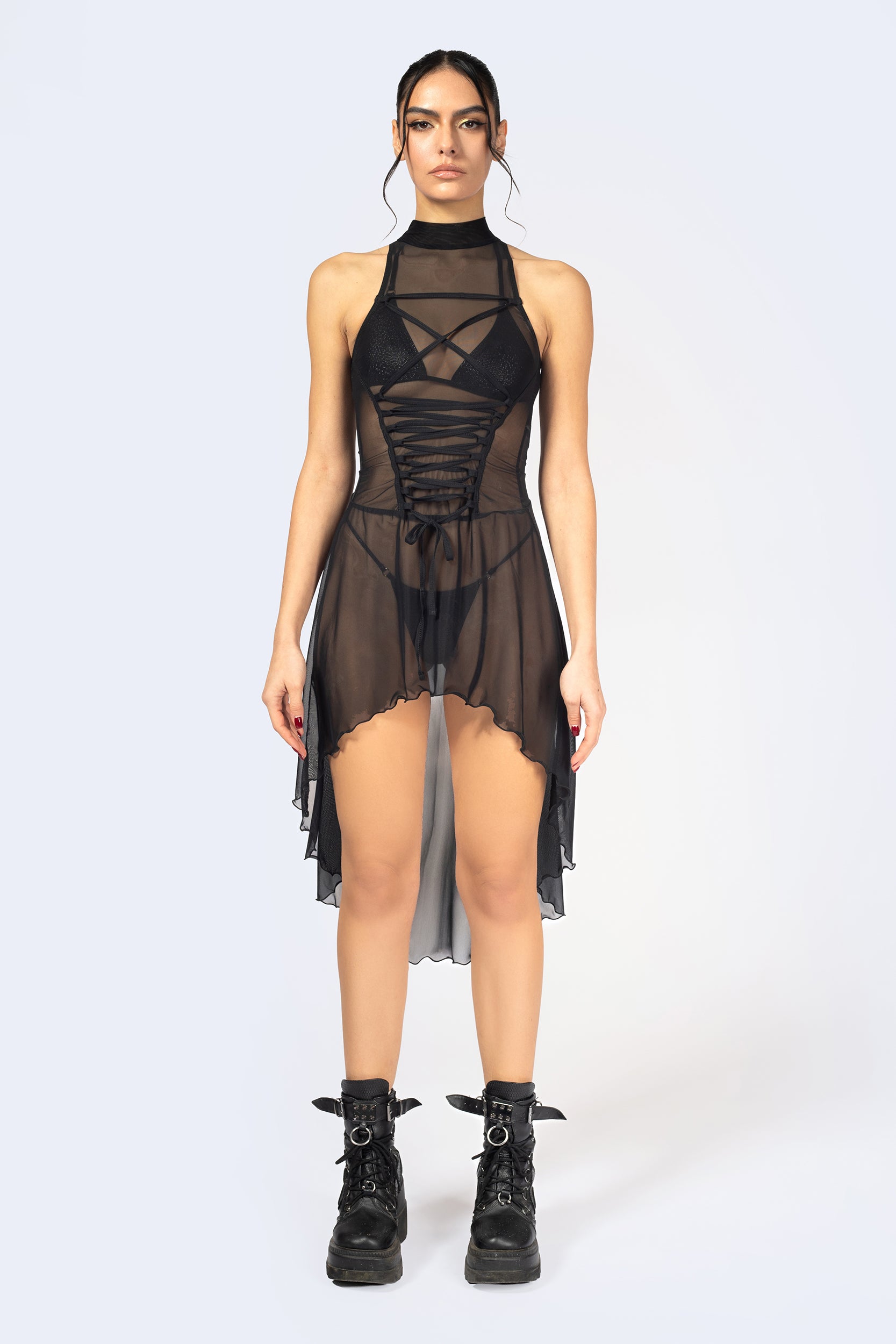 BADINKA Message Received Lace Up Bodice Dress Rave