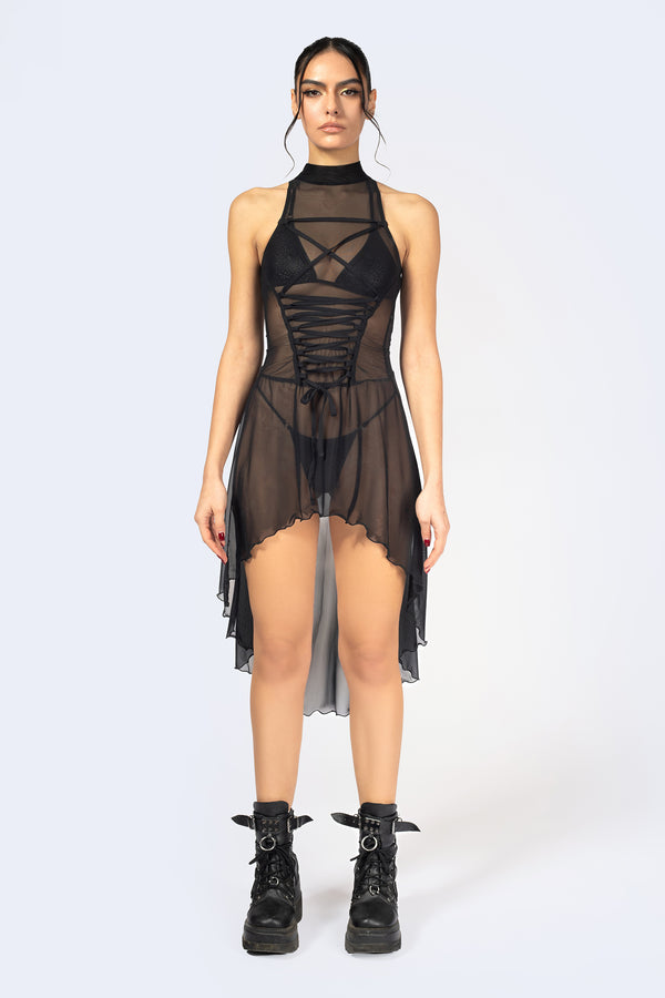 Message Received Lace Up Bodice Dress