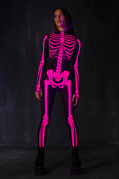 Raspberry Neon Skelettkostüm