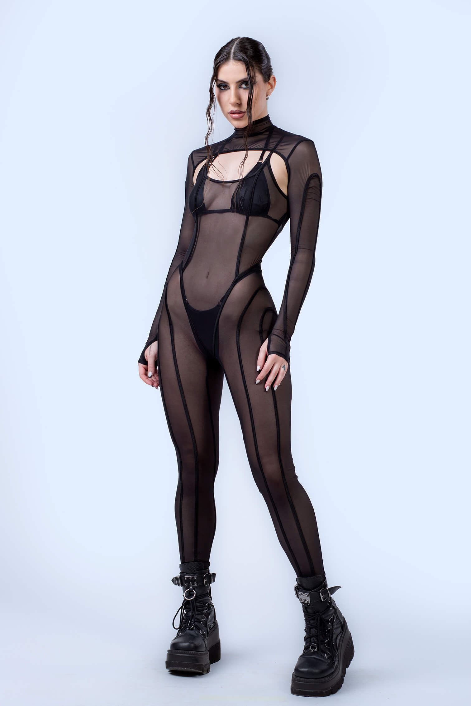 After Dark 2-Piece Mesh Catsuit - BADINKA