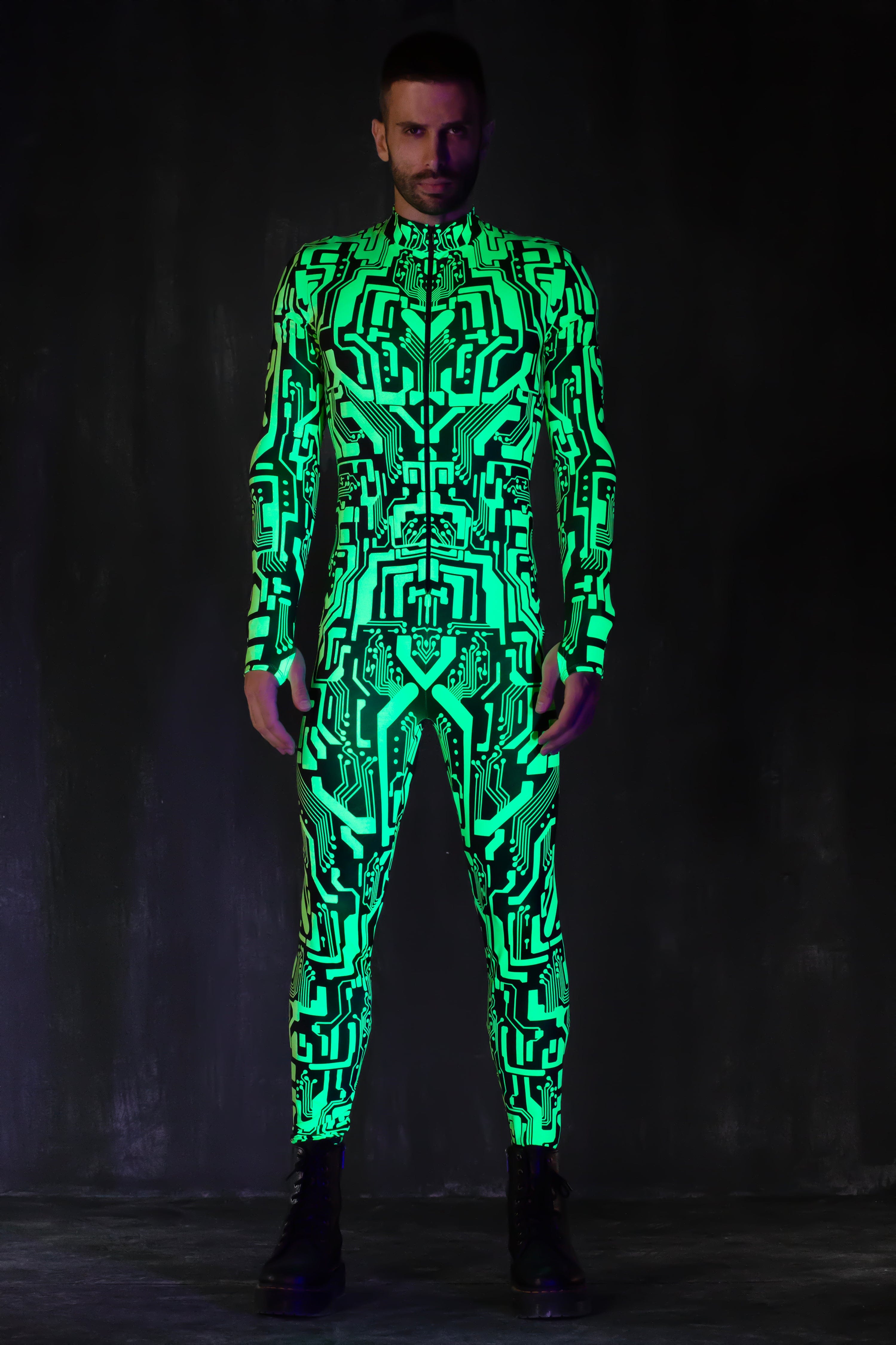 Circuit Flow Green Male Costume - BADINKA