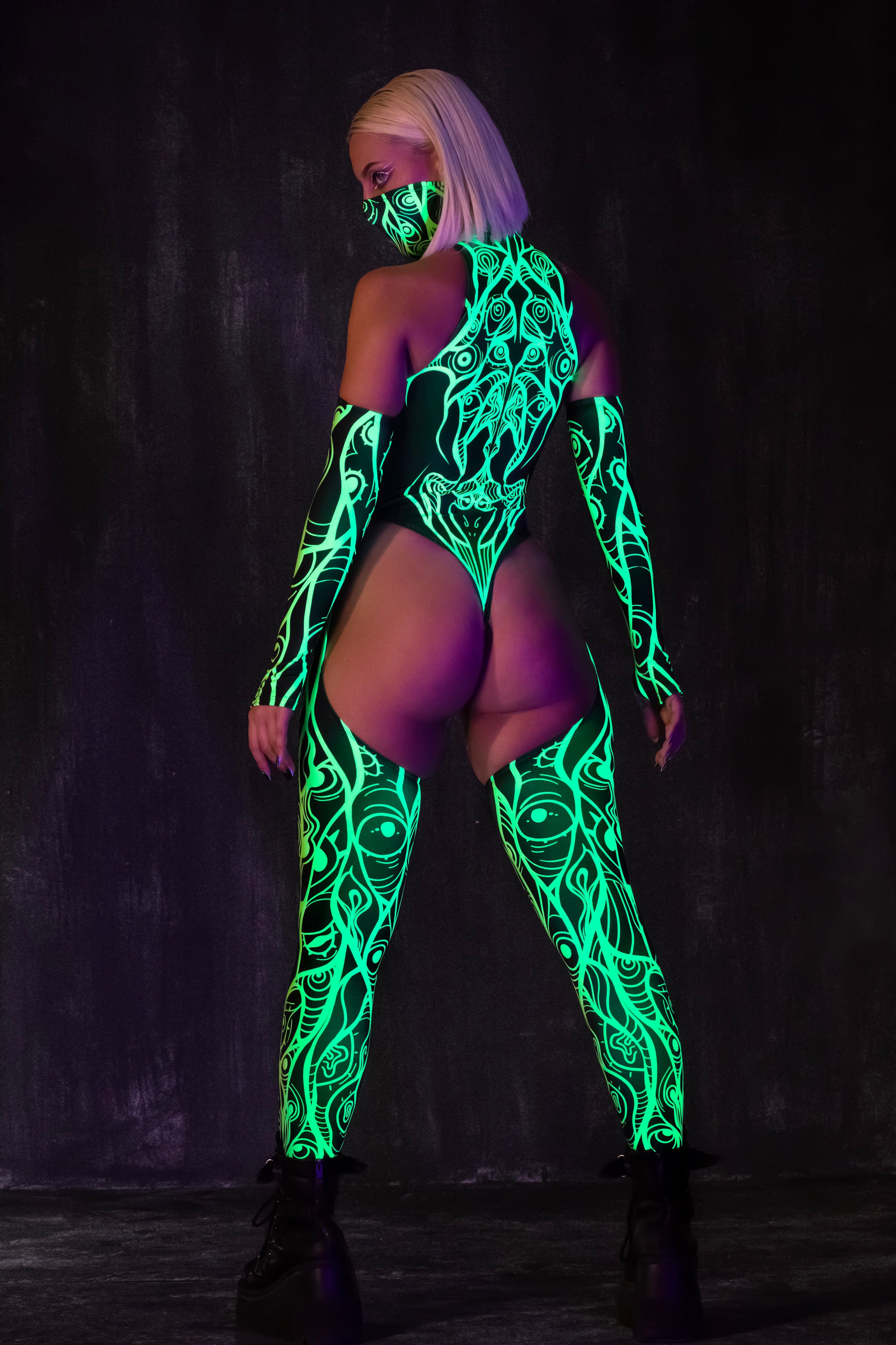Necrowaves Green Cut-Out Catsuit
