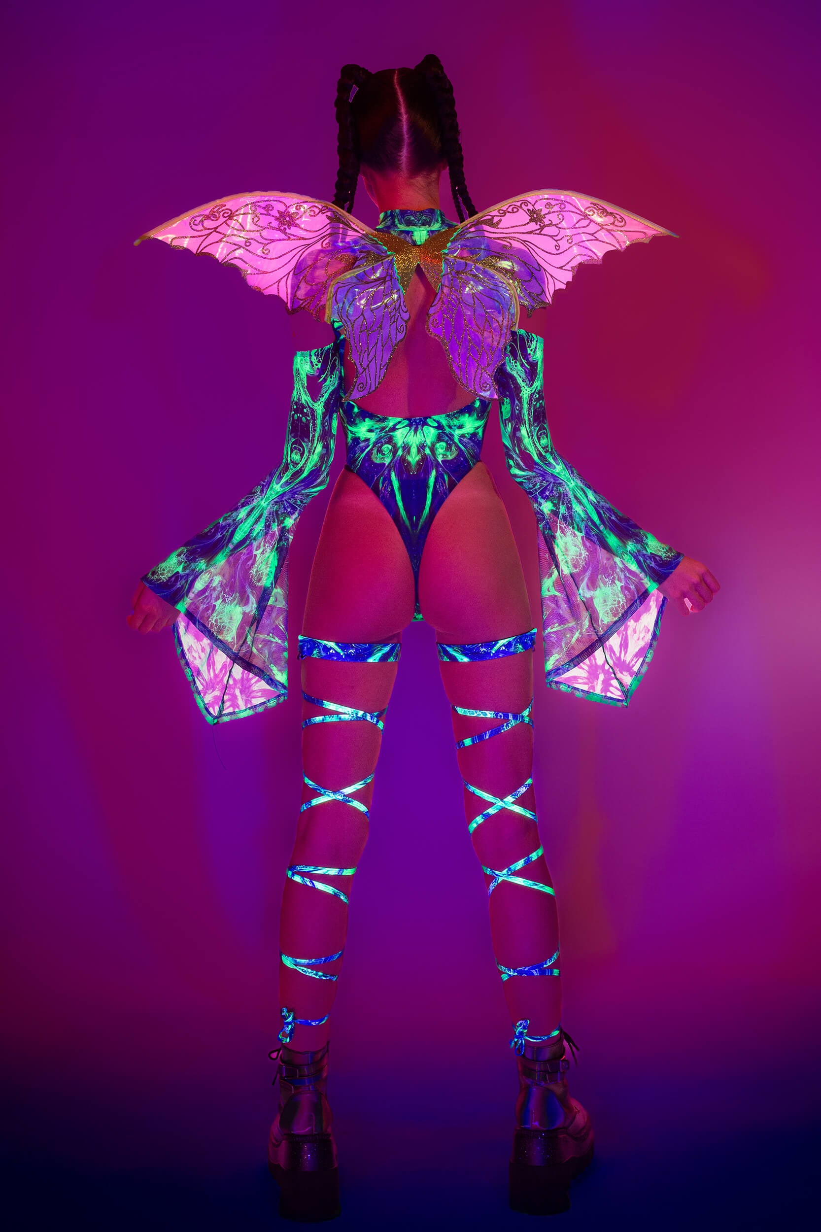 BADINKA Electric Eden Flared Sleeve Bodysuit Mesh