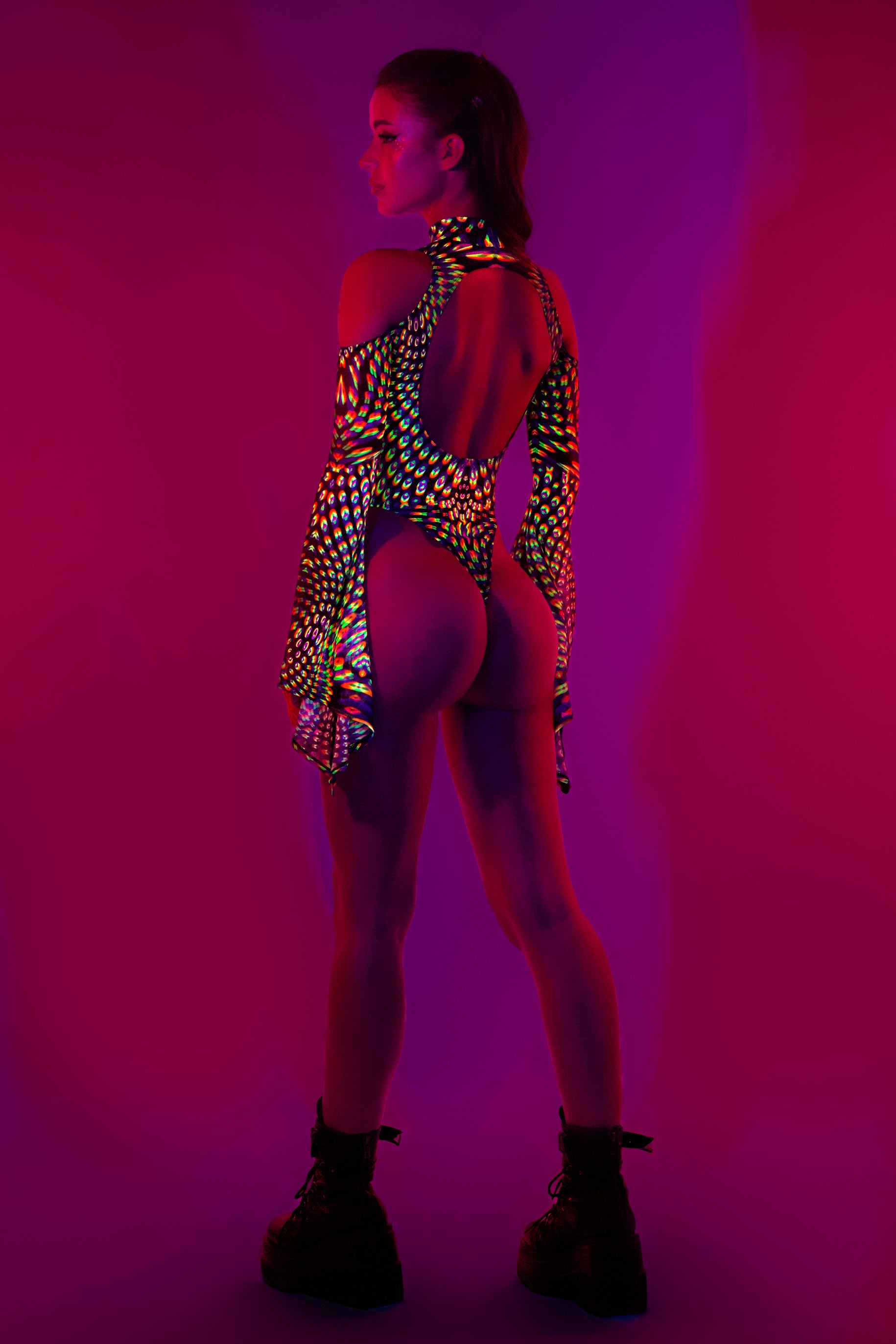 Neon Pulsar Flared Sleeve Bodysuit