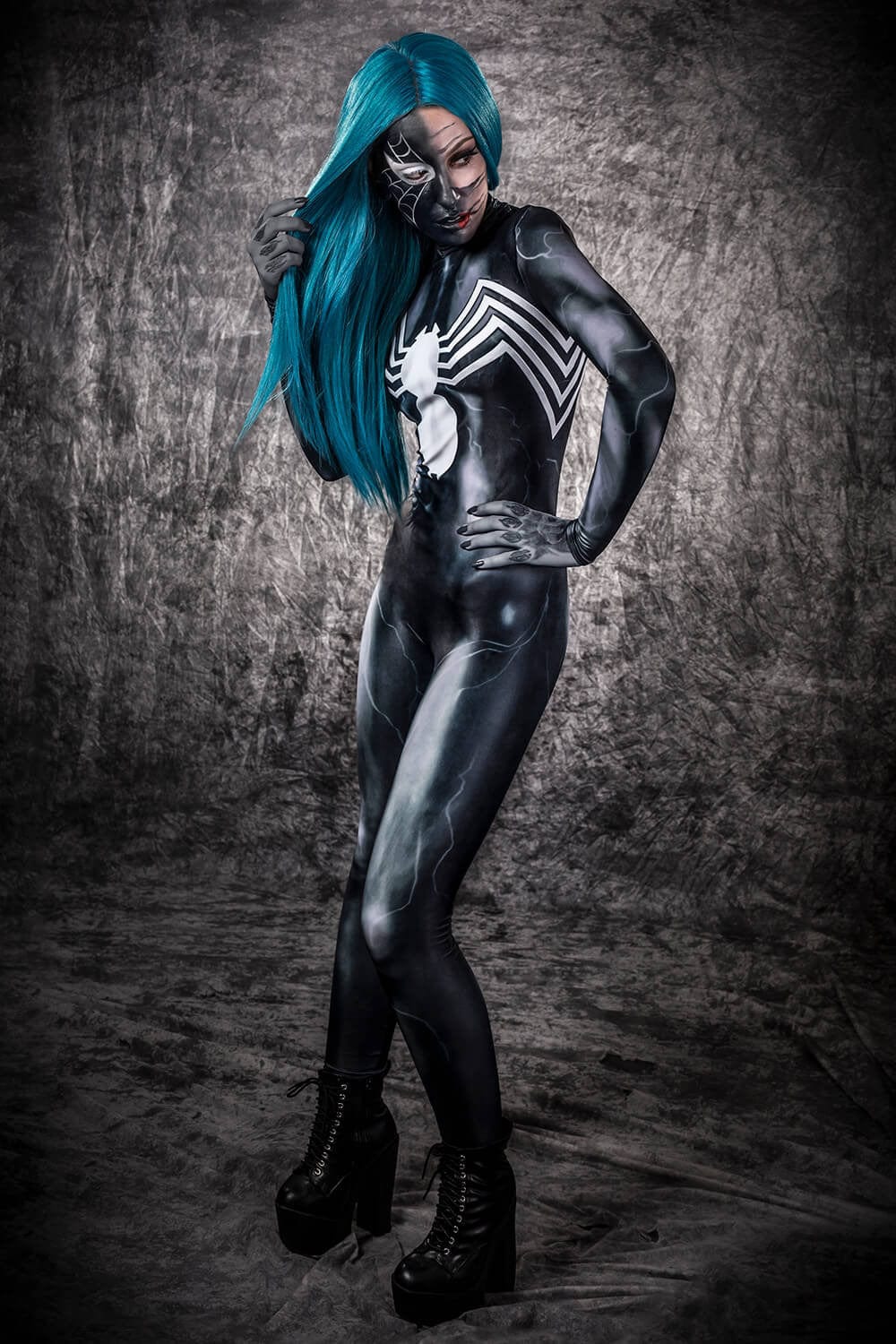 Black Venom Costume Bodysuit >> BADINKA