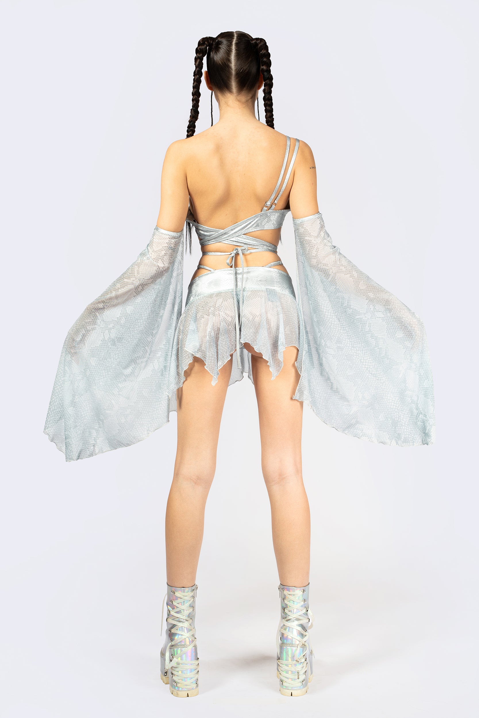 BADINKA Hard To Get Lace Up Top Mesh, spandex